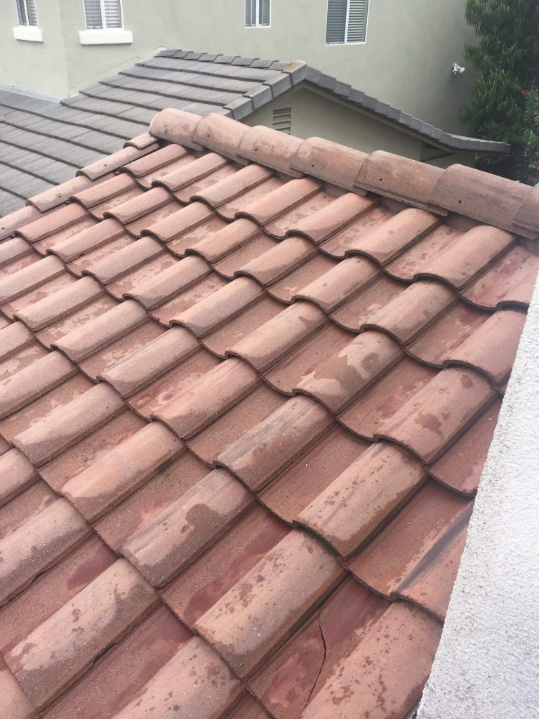 After picture of roof cleaning in Orange County, night and day difference