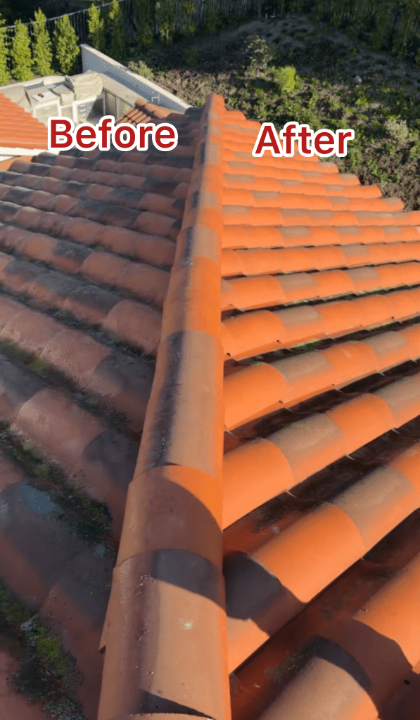 Roof Washing Orange County Before and After Photo
