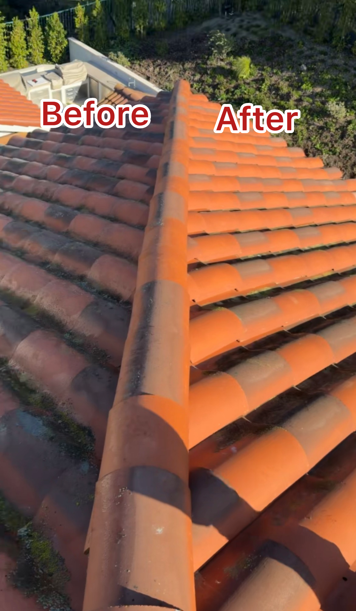 Roof Washing Orange County Before and After Photo